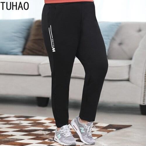 TUHAO Big Size 7XL 6XL 5XL Mother Casaul Trousers 2020 Autumn Letter Printed Womens Plus Size Pants Straight Trousers WM02