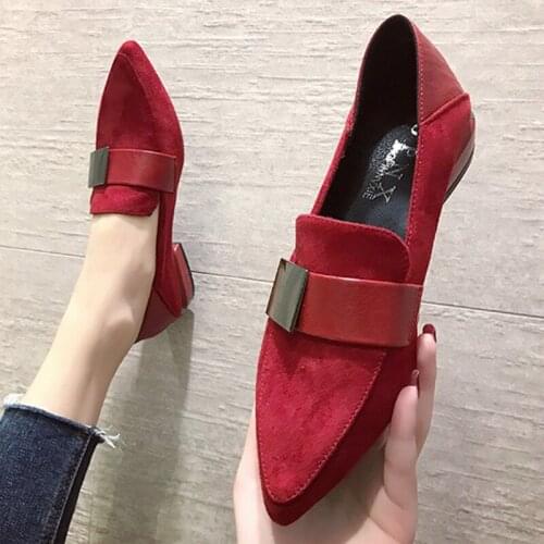 2021 Spring New Women Shoes Retro Fashion Low Heels Loafer Pointed Toe Shallow Comfortable Casual Shoes Woman Zapatos De Mujer