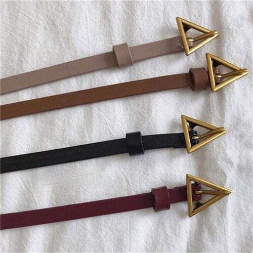 Triangular Needle Buckle Womens Thin Belt Students Decorated Casual Pants Women Triangle Pin Golden Buckles Belts