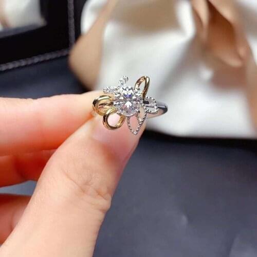 Moissan Diamond Butterfly Shape Ring VVS Clean 925 Sterling Silver Fashion Fine Wedding Jewelry Women Free Shipping MeiBaPJFS