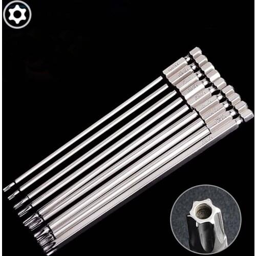 1pcs 150mm Length T8-T40 Magnetic Torx Screwdriver Bits 1/4 inch Hex Electric Screwdriver head T8 T9 T10 T15 T20 T25 T27 T30 T40