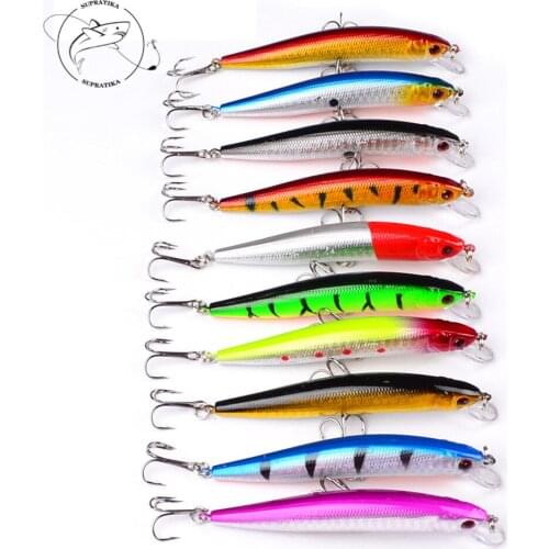 100mm/8.4g Minnow Ocean beach bionic fishing lure Artificial Wobbler 3D Eyes Sea Fishing Bait Dive 1.8m Plastic Bass Jerkbait