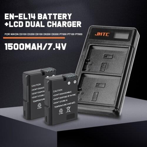 1500mAh EN-EL14 EN EL14 EN-EL14a Battery + LCD Dual Charger for Nikon P7800,P7100,D3400,D5500,D5300,D5200,D3200,D3300,MH-24