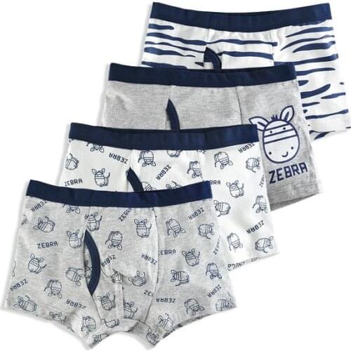 4 Pcs/lot Cotton Shorts boys underwear Kids Underwear Boxer briefs Panties Cartoon Pattern Soft Childrens Teenager 4-14y