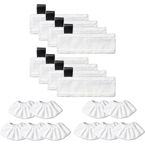8Pcs Steam Mop Cleaning Pad Cloth Cover with 10Pcs Cotton Terry Cloth Cover Pad, for Karcher Easyfix Sc2 Sc3 Sc4 Sc5