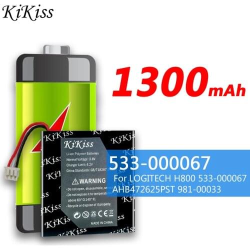 KiKiss High Capacity 1300mAh Battery for LOGITECH H800 533-000067 AHB472625PST 981-000337 Earphone Headphone Batteries