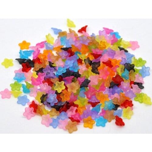 Free Shipping 800PCs Random Mixed Flower Frosted Acrylic Beads 10x4mm Findings Wholesale