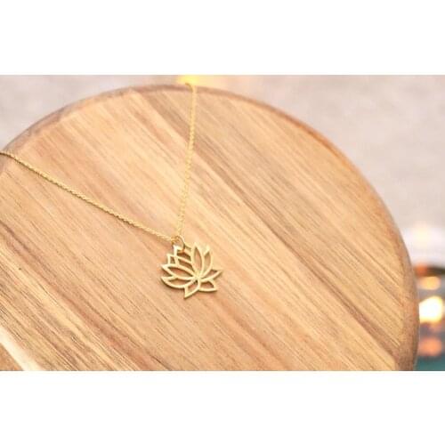 30 Hollow Lotus flower pendant chain necklace plant lotus dance party petals lotus necklace love couple wedding lucky jewelry