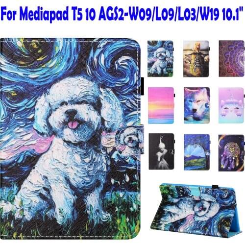 Mediapad T5 10 Case For Huawei AGS2-W09/L09/L03/W19 10.1" Shell Protective PU Leather Stand Magnet Smart Soft Funda Cover Capa