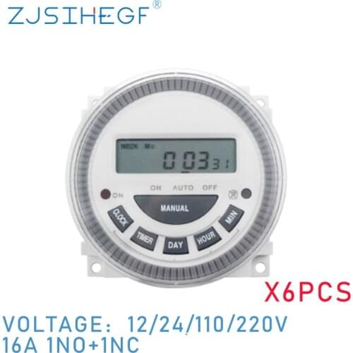 TM619 Digital Timer Switch 12V 24V 110V 220V Wholesales 6PCS Compact Style Module With 1 NO + 1 NC Volt Free Output