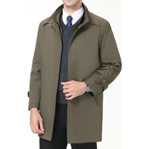 Business Casual Men Spring and Autumn Mens Long New Zipper Trench Coats & Jackets