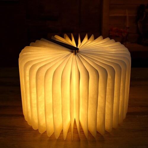 Wooden Book Lamp LED Portable Folding Night Light USB Mini Rechargeable Table Lights for Bedroom Decorate Children Creative Gift