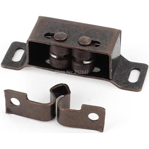 Cabinet Wardrobe Door Double Ball Roller Catch Latch Copper Tone 47mm