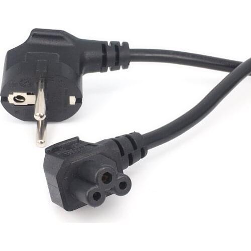 European EU 2 Prong Plug to C5 90 Degree/Angle Cloverleaf Lead Power Cable Lead Cord PC Monitor About 1m