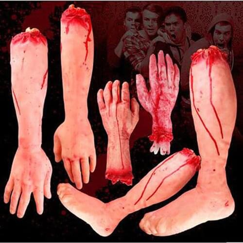 Horror trick Toy Scary Prop Latex Stump Bloody Cut Hand Bone Gags toy Practical Joke rubber artificial broken hand broken feet