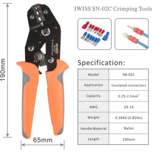 IWISS SN-02C mini Ratcheting Wire Crimping Plier Tools for Insulted Terminals and Butt Connectors Crimper 0.25-2.5mm²