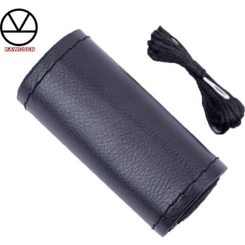 KAWOSEN 15"/38cm Faux Leather Car Steering Wheel Cover Anti-slip Steering-Wheel Braid Stitch On Wrap With Needle & Thread SWCH14
