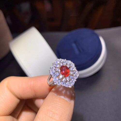 Ruby ring for women natural gemstone girl silver ring real 925 silver surface golden plated lucky birthstone birthday gift hot