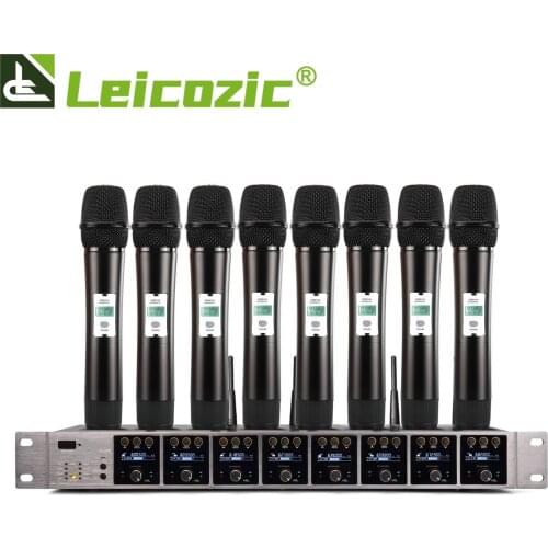 Leicozic 8 Channel Digital Wireless Microphone Professional UHF Microfono Lapel Mikrofon Headset / Hand Microfone 1000 Frequency