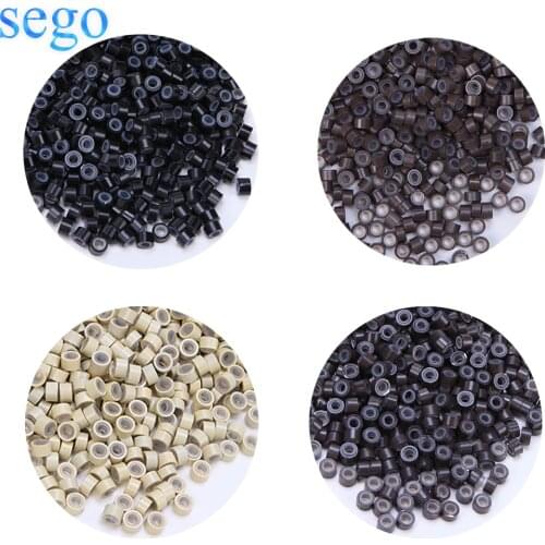 500Pcs/bag 5.0*3.0*3.0mm Micro Silicone Lined Rings/Links/Beads MICRO Ring Link Crimp Beads Hair Extensions Tools