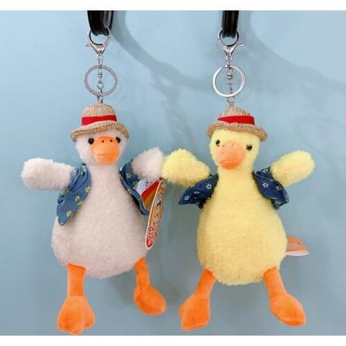 Cute Duck Plush Keychains Toys Kawaii Women Handbag Car Key Holder Bag Pendant Decoration Accessory Key Chain For Girls Gifts