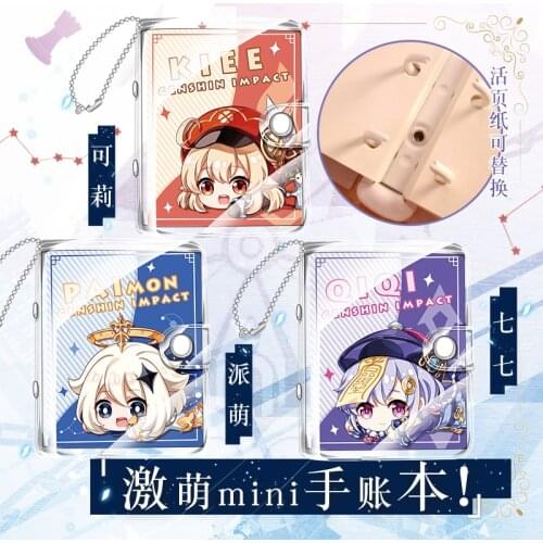 Anime Game Genshin Impact Mini Handbook Klee Paimon Qiqi Loose-Leaf Notebook Notepad Memo Pad Stationery Gift