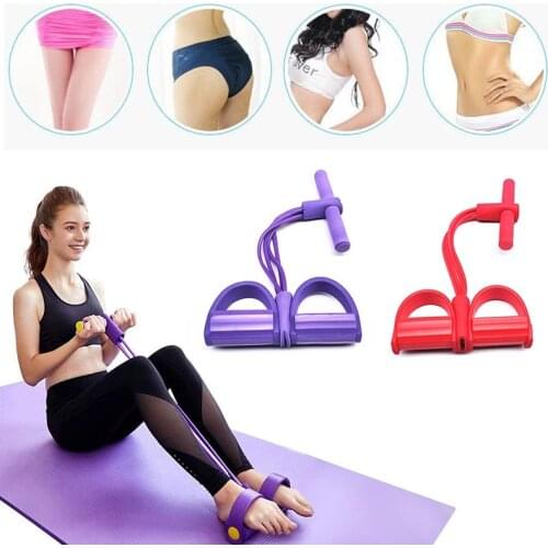 Multifunctional Pull Rope 4-Tube Pedal Elastic Rope Leg Puller Expander Yoga Pilates Fitness Belt Slimming Training Tools