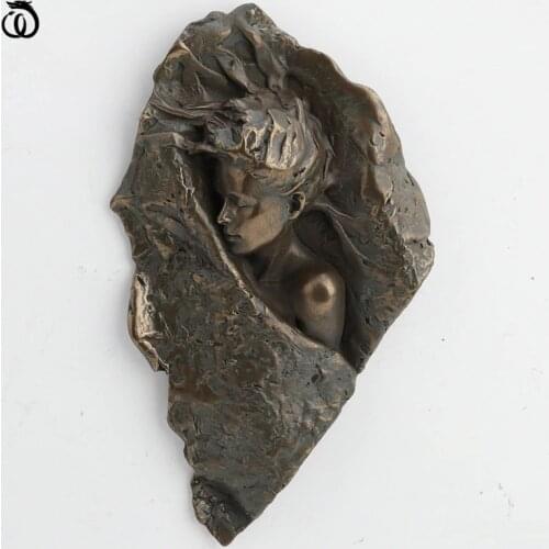 New Girl Wall Hanging Decoration Sleep Woman Art Sculpture Resin Craft Home Decor Living Room Accessories Birthday Gift R7238