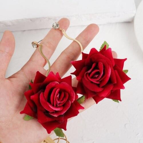 New Bohemia Romantic Diy Handmade Rose Artificial Flower Earrings For Women Girl Party Beach Fashion Luxury Jewelry Gifts Bijoux