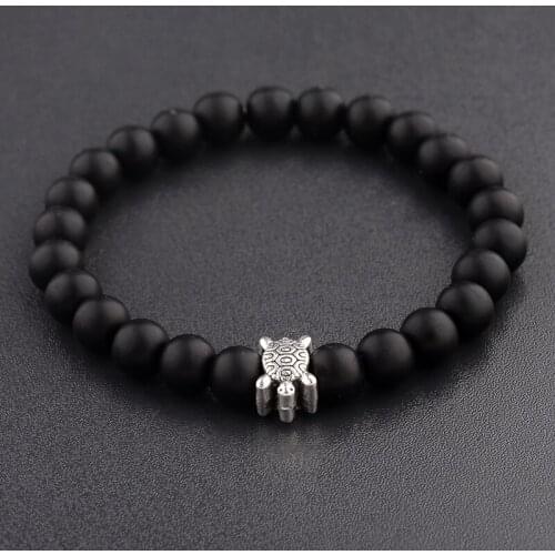 OIQUEI Cute Sea Turtle Bracelet Men Women Classic Natural Matte Sone Elastic Bracelets&Bangles Jewelry pulsera hombre Mujer