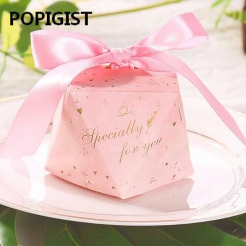 Diamond-shaped wedding creative purple flower romantic wedding candy box party gift box Bomboniera gift box return gift Box50pcs