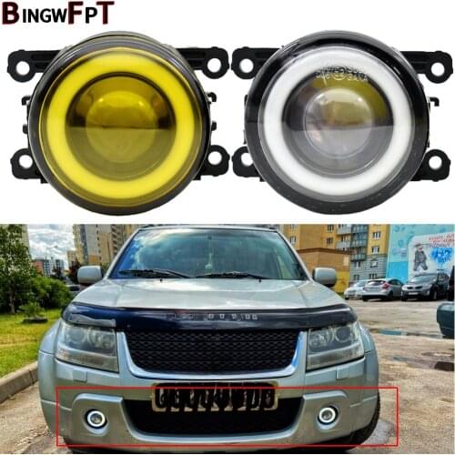 2PCS For Suzuki Jimny Grand Vitara Swift SX4 Splash Ignis Alto XL7 Fog Light Angel Eye Daytime Running Lamp DRL H11 12V