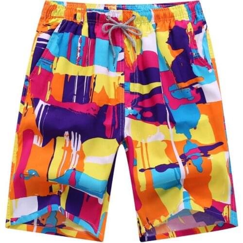 Plus Size Summer Beach Shorts Pants Men Colorful Drawstring Swimming Trunks mens shorts
