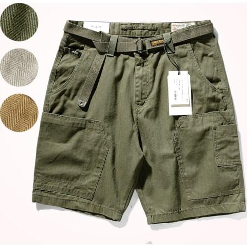 2021 Summer New Cargo Shorts Mens Trendy Retro Pure Cotton Washed Old Five-point Pants Loose Straight Multi-pocket Casual Pants