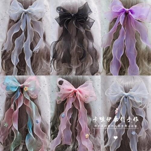 Korean Yarn Sweet Princess Van Lolita Big Bow Hair Accessory Back Head Hairpin Headdress Japanese Female
