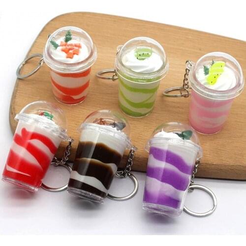 Silicone Ice Cream Cupcake Keychain Key Ring Bag Props Car Interior Ornaments Handbag Car Key Holder Bag Pendant Kids Toys Gift