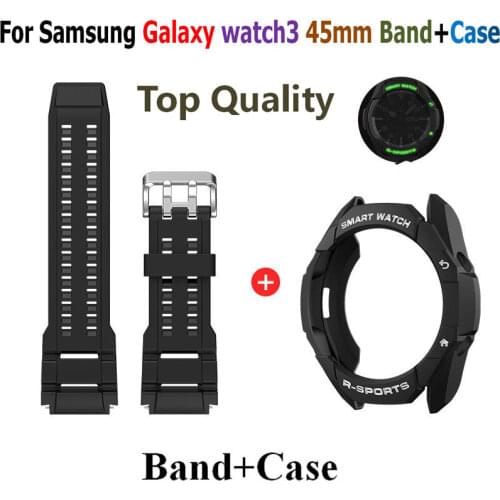 For Samsung Galaxy watch3 45mm Bracelet Band Replacement Wrist Strap for galaxy watch 3 45mm Case Protective Cover TPU Frame
