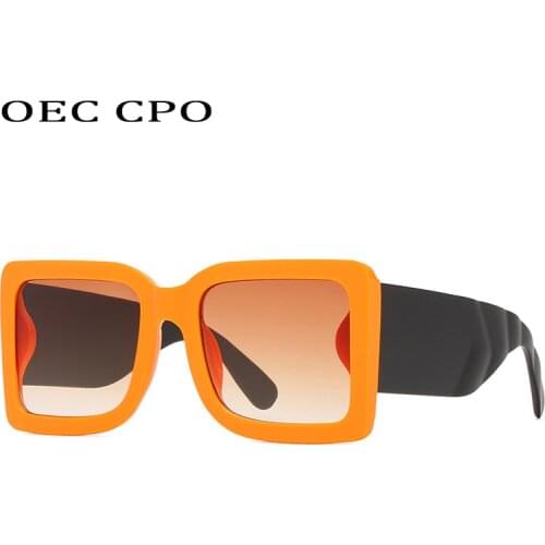 OEC CPO Oversized Goggle Square Sunglasses Women Men Fashion Orange Sun Glasses Female Shades Eyewear Gafas Oculos De Sol UV400