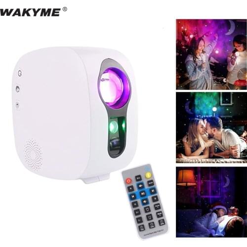 WAKYME LED Night Light Projector Galaxy Starry Star Moon Projection Bluetooth Music USB Nebula Lamp Bedroom Decor Nightlight