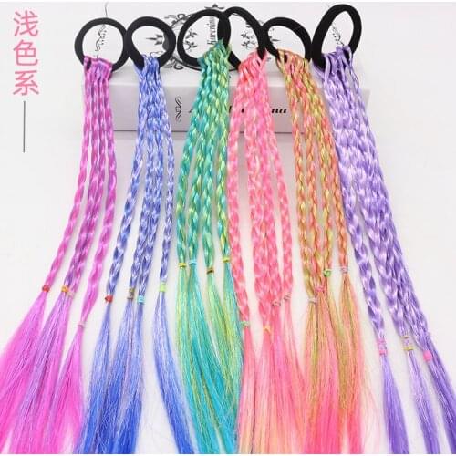 Ponytail Hair Ornament Gradient Color Elatric Hair Band Cute Wig Kids Hairpins Rubber Bands DIY Braided Fashion Hair Accessories