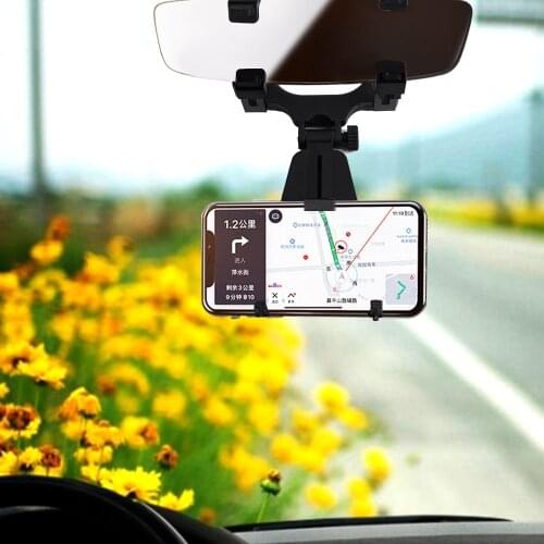 Universal 360 Degree Car Phone Holder Car Rearview Mirror Mount GPS Smartphone Holder Stand Auto Rear Headrest Bracket