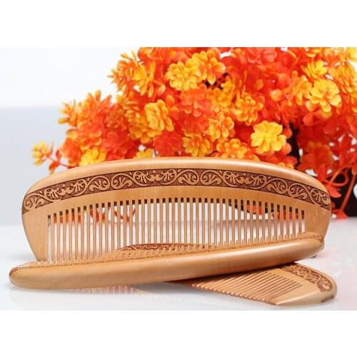 10pcs/lot High-quality natural mahogany comb without wide-toothed comb wood carving peach carved wood comb PJ67-10