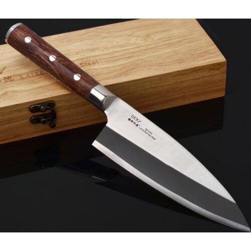 Japanese Deba Fish Head Knife Salmon Sushi Sashimi Knife German 1.4116 Stainless Steel Sharp Cooking Knives Rosewood Handle 14GW