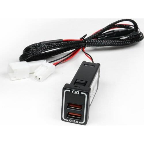 QC3.0 Charger Dual USB Car Charger Adapter with Digital Voltage Voltmeter Display for Toyota RAV4