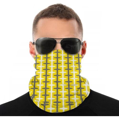 Yellow Gray Magic Scarf Half Face Mask Unisex Halloween Neck Gaiter Balaclava Bandana Versatility Headband Outdoor Camping