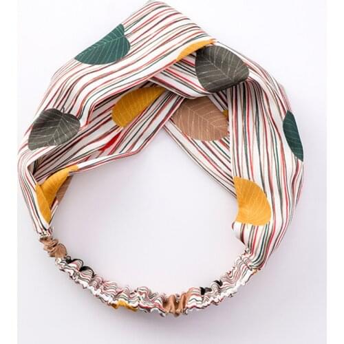 Korean Tendy Women Vintage Headbands Retro Floral Striped Printed Cross Hair Bands Turban Headwear Headwrap Hair Accessories