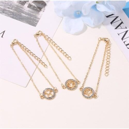 1@# 12 Style Aquarius Pisces Sagittarius Women Casual Bangle Cuff Bracelet Golden Twelve Constellations Bracelet