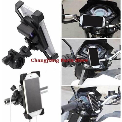 1PC ABS Motorcycle Charger Cell Phone Mount Holder Clamp with USB Charger For Electric Bicycle Scooter ATV GPS Holder Universal