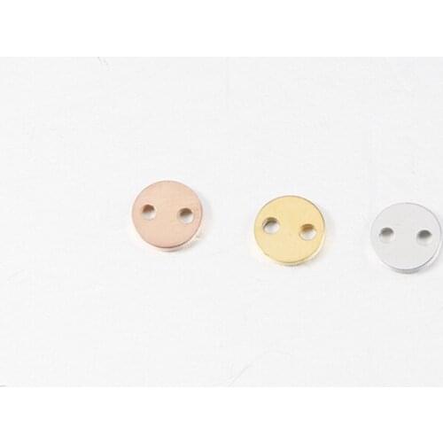 10pcs/Lot Real Stainless Steel Mirror Polish 6mm Round Charms Blanks Disk Connectors Two Holes for DIY Jewelry Making Wholeslae