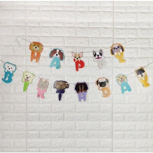 100Pcs Dog Decor Banner Bunting Garland Banner Pet Party Decor Pet Birthday Flag Hanging Decoration for Dinner Party SN3809